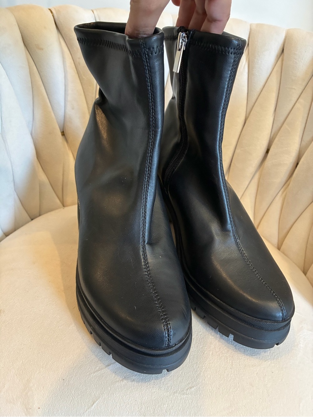 Bar III Black Chunky Platform Heel Ankle Booties - Picture 2 of 7